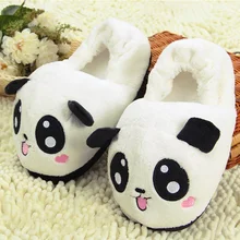 Femmes Beige enveloppement racine Mignon Yeux Panda Femmes Pantoufles Belle bande dessinée intérieur Accueil doux chaussures