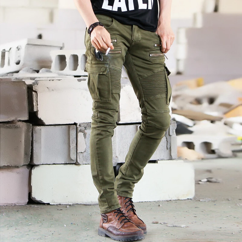 olive green jeans men's style