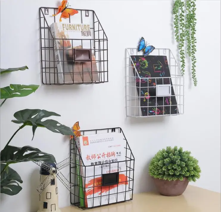 المعادن سلة مجلة الحائط المعلق حامل حامل التخزين صندوق معدني زهرة زهرية حديقة الحديقة ديكور مزيج اللون