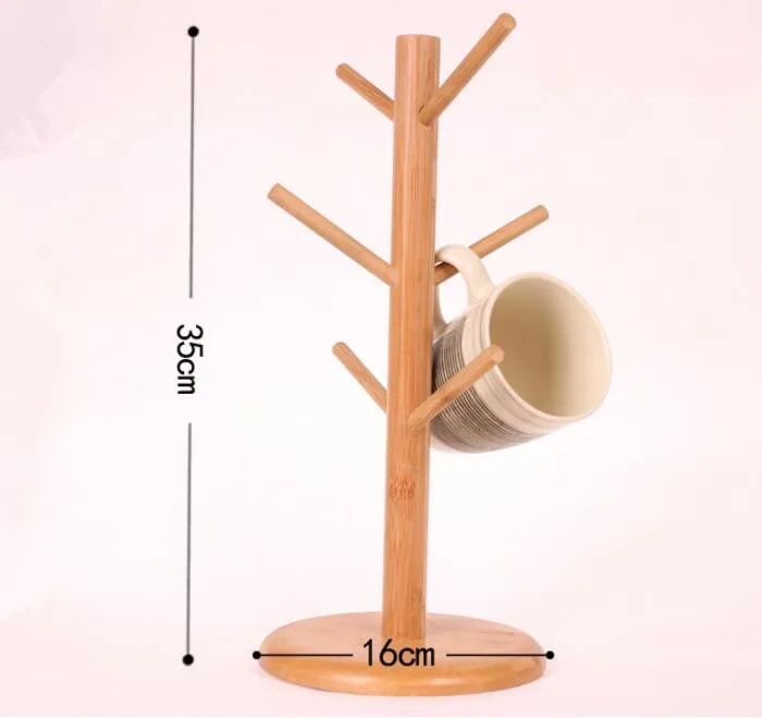 

Free shipping Solid wood six claw cup display stand beech wood holder Drinkware Shelf Coffee Cup Mug cup water cup storage rack