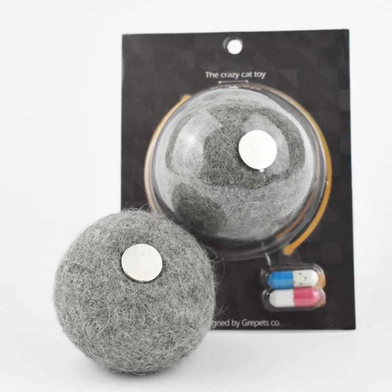 

Pet Cat Kitten Self-interactive Tracing Balls Funny Pet Cat Natural Wool Ball with Catnip Cashmere Balls Catnip Replacement Toy