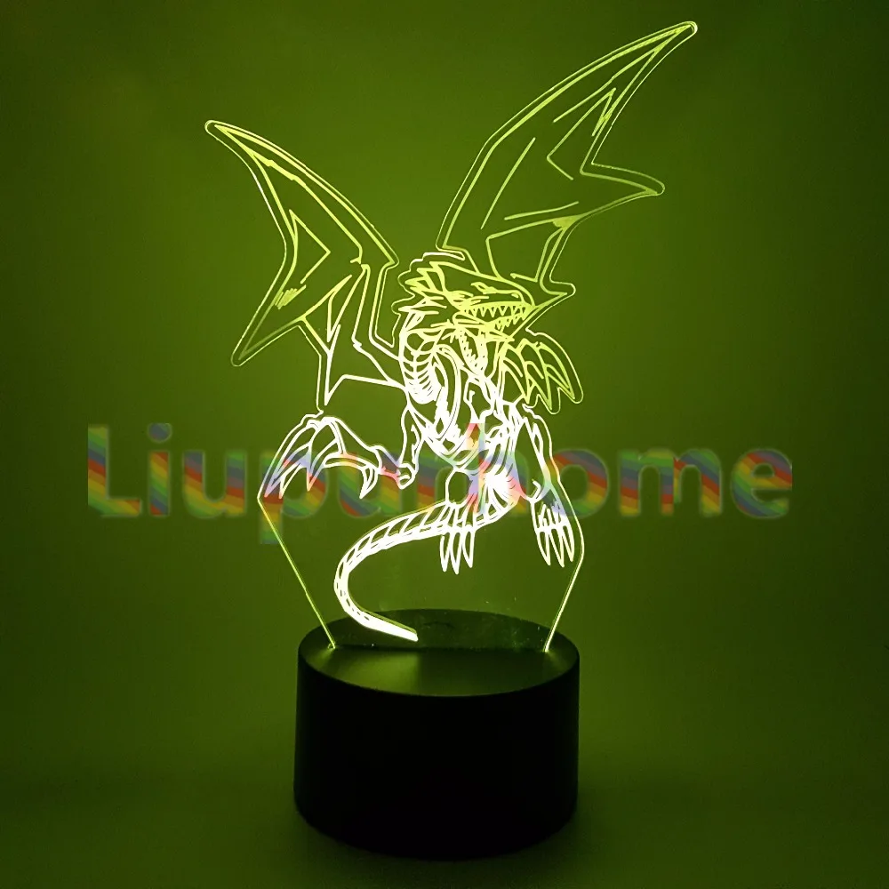 Yu Gi Oh Blue-Eyes Белый Дракон 3D светодиодный ночник домашний декор Новинка Настольная лампа светодиодный ночник для детей подарок