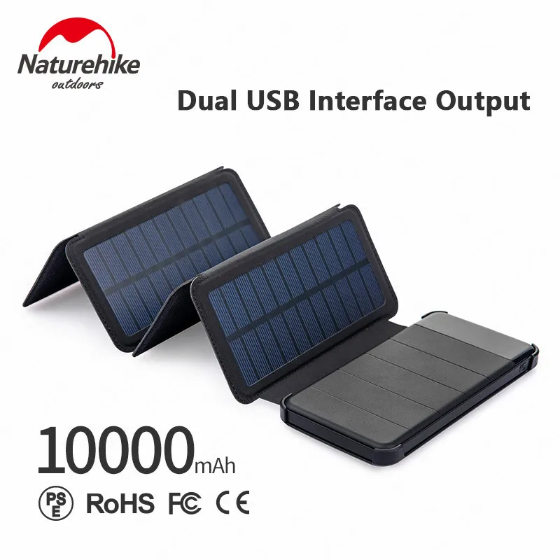 

Naturehike 5V 2.1A fast charging solar mobile power 10000mAh Large Capacity Outdoor Portable Folding Solar cell phone charger