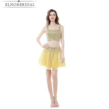 

Sexy Short Prom Dresses 2020 Vestido Formatura Beading Tulle Two Piece Evening Party Dress Special Occasion Pageant Gowns