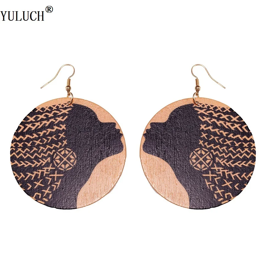 

New Design Good Quanlity Natural African Tree Wooden Earrings DIY African Woman Jewelry Bohemia Style For Girls Woman Indian