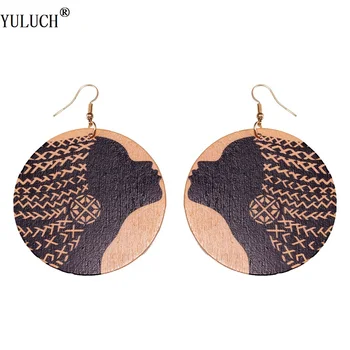 New Design Good Quanlity Natural African Tree Wooden Earrings DIY African Woman Jewelry Bohemia Style For Girls Woman Indian