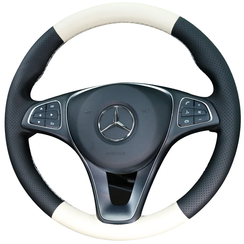 DIY Car font b Interior b font accessories Hand Stitched Car Steering Wheel Covers soft Leather