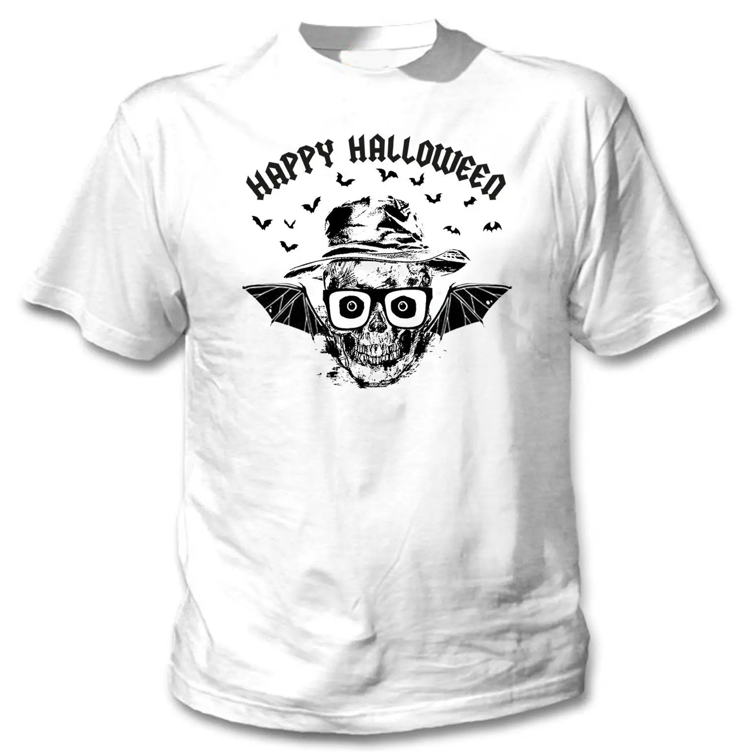 HAPPY HALLOWEEN SKULL NEW COTTON WHITE TSHIRT Mens Fashion T Shirt