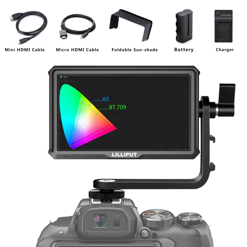 Монитор Lilliput A5 5 дюймов IPS 4K HDMI для камеры DSLR или беззеркальной полевой