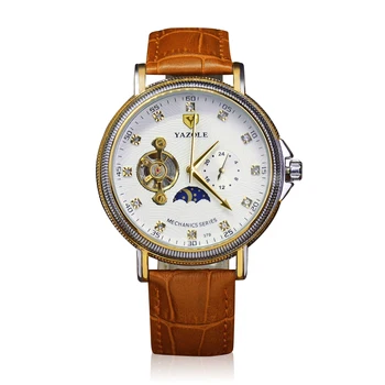 

YAZOLE Mechanical Watch Men Hollow Tourbillon Mechanical Watch Fashion Business Men's Watch Waterproof Clock Reloj Hombre Saati