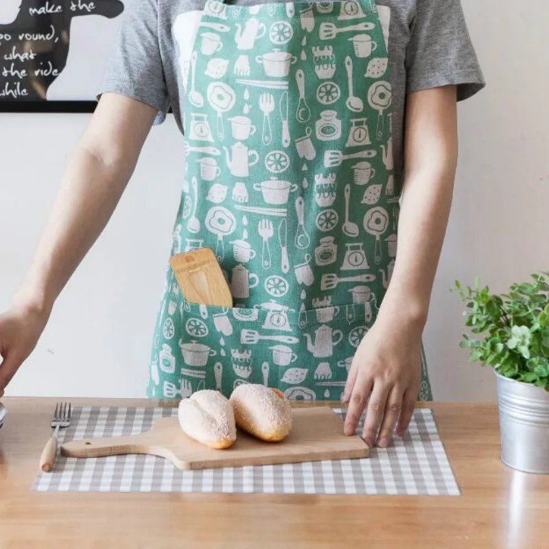 Apron 3 Кухонные льняные фартуки унисекс, регулируемый Фартук с карманами, кухонный инструмент для повара для мужчин и женщин - Цвет: Apron 3