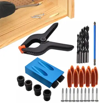

34pcs/set Woodworking Clamp Pocket Hole Jig Kit 6-10mm Magnetic Screwdriver Drill Bit