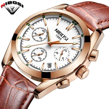 

2018 NIBOSI Men's Watch Luxury Brand Famous Quartz Watches Men Leather Sports Male Clock Men Quartz-Watch Saatler Herrenuhren