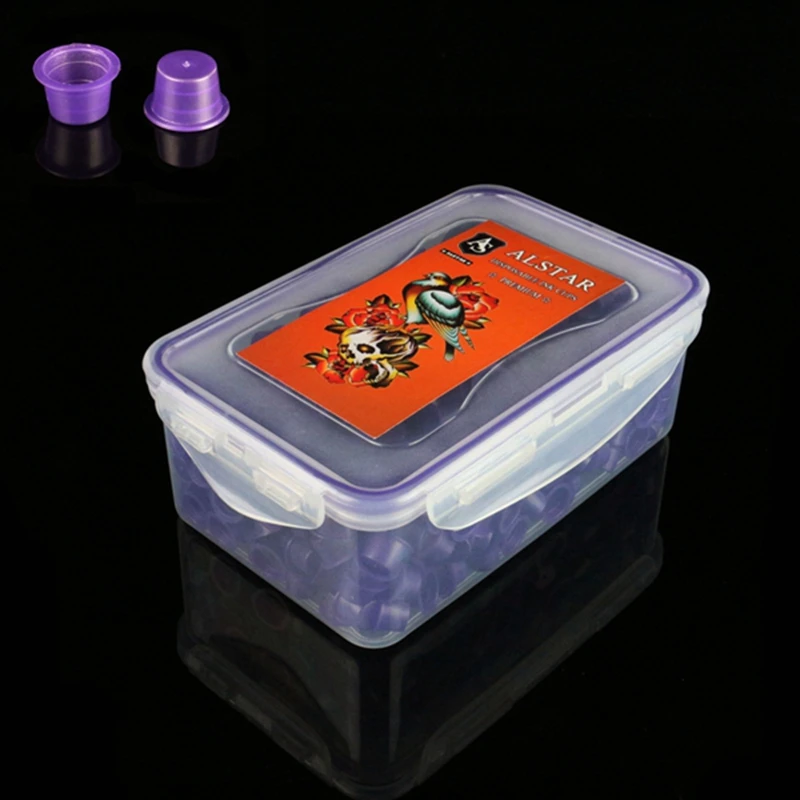 AlSTAR 900pcs Plastic Tattoo Ink Cups Caps 8mm purple Medium Classic