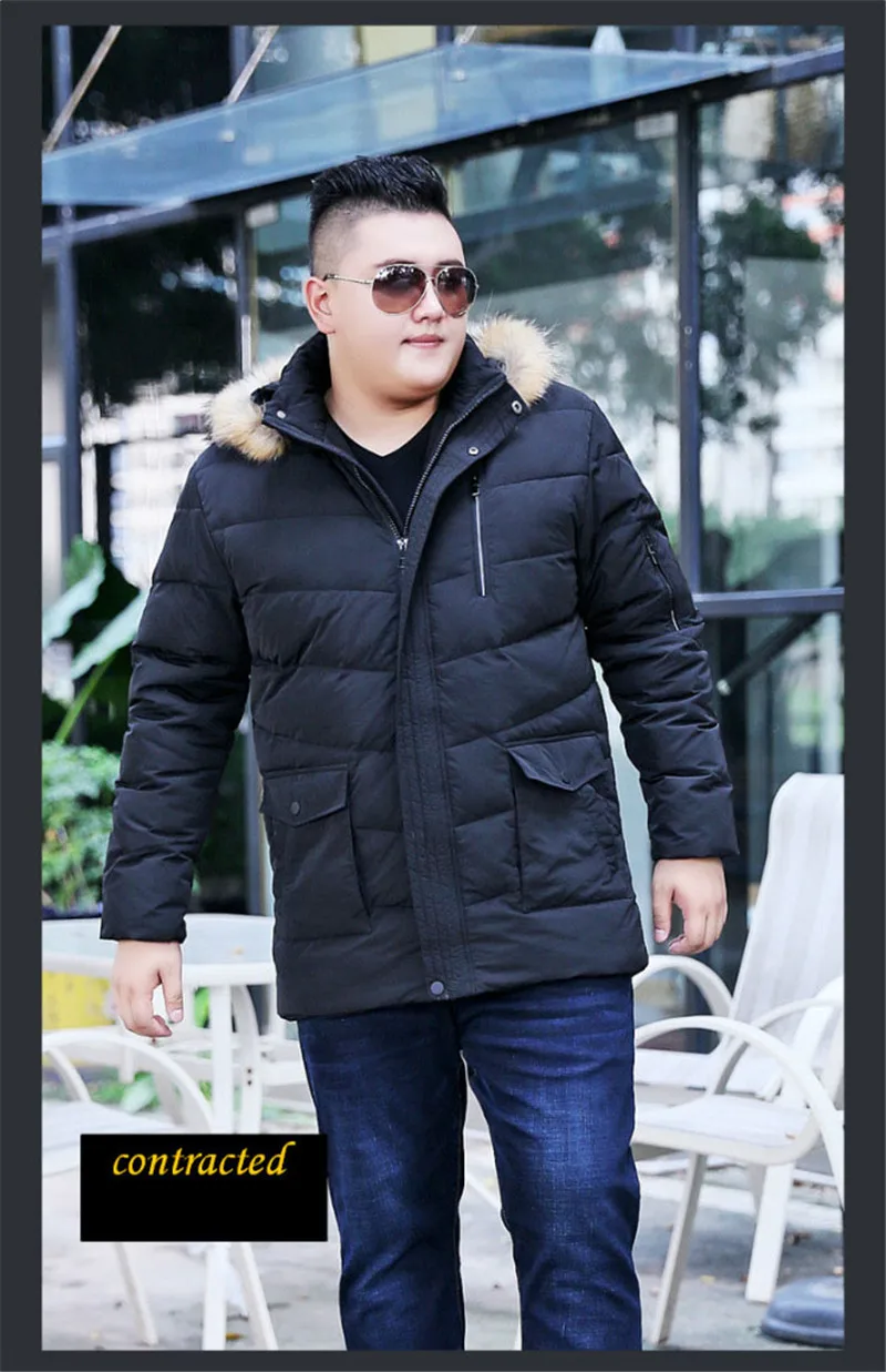 Новая зимняя куртка мужская теплая куртка модная повседневная куртка с капюшоном в длинном абзаце Толстая XL-10XL большого размера мужская куртка