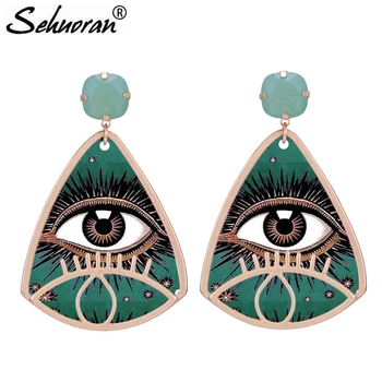 

Sehuoran Aretes Brincos Eye Drop Earrings For Woman Zinc Alloy Frame Resin Oorbellen Pendients Face Lady Woman Earrings Jewelry