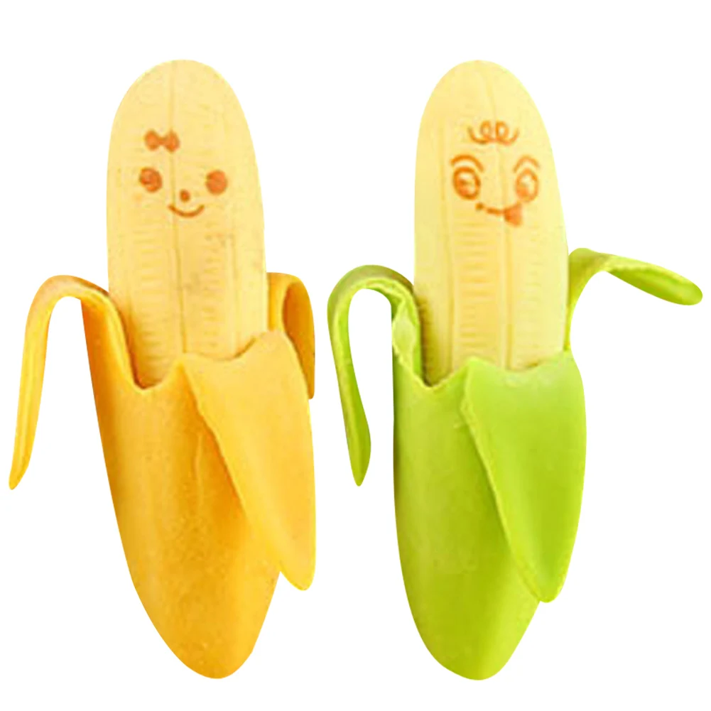 2pcs Fantastic Banana Eraser Lovely Cute Kids Banana Fruit Style Rubber