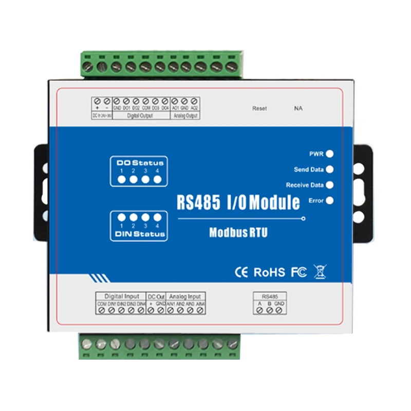Модуль дистанционного ввода вывода Modbus модуль сбора данных (4DI + 4DO 4AI 2AO)