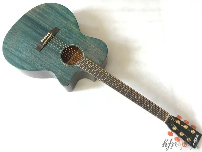 

hand polish 40inch vintage blue acoustic guitar with tuner function free case wholesale