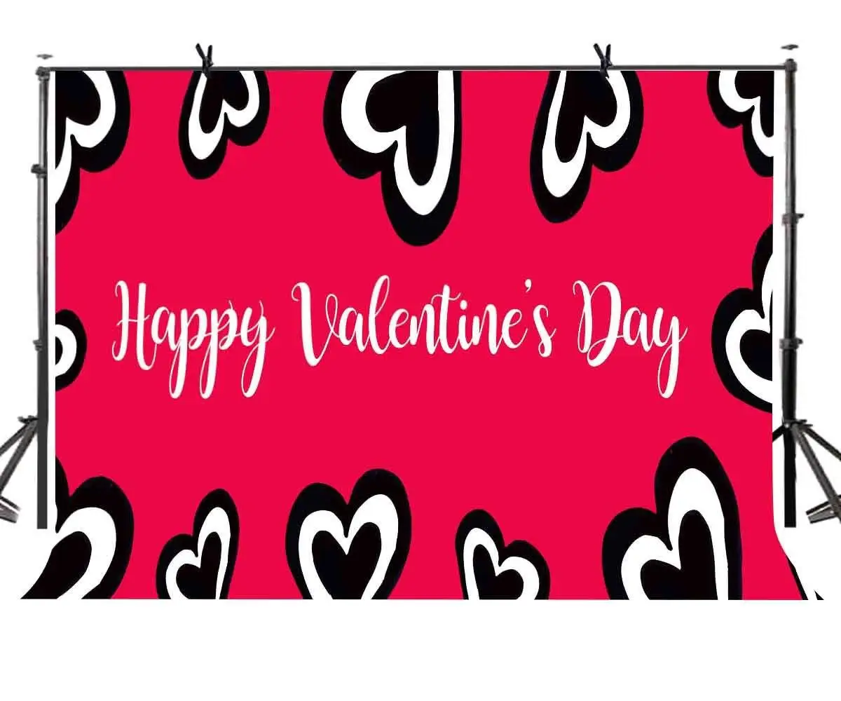 

150x220cm Happy Valentine's Day Backdrop Black Heart Pattern Backdrop Rose Red background Photography Background Studio Props