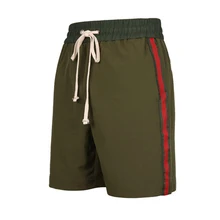 Винтаж Боковой Полосой Шорты мужские хип-хоп Повседневное эластичный пояс Черный army green штаны Мода Уличная шорты