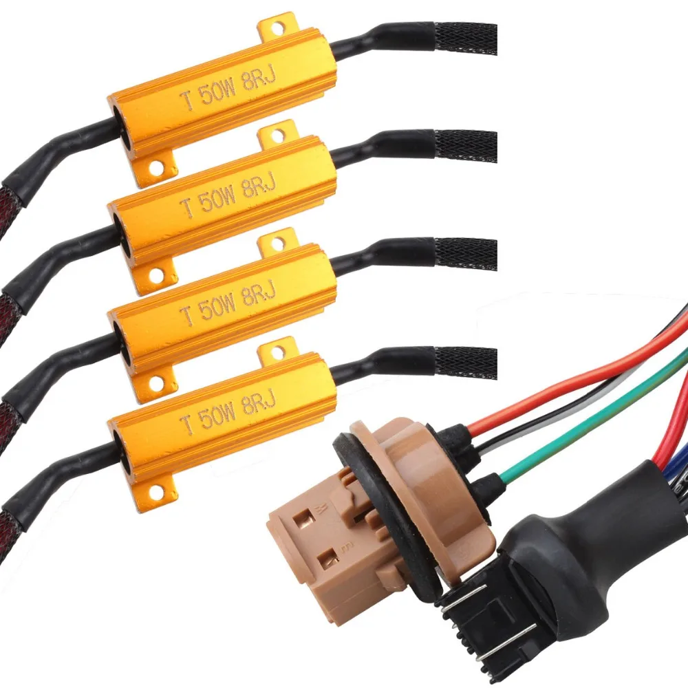7443 T20 50W 8ohm LED Resistors Decoder Anti Flicker for Brake/Tail