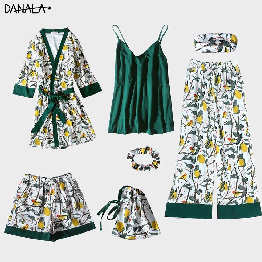 Женский Повседневный костюм для сна DANALA элегантные комплекты одежды с цветочным