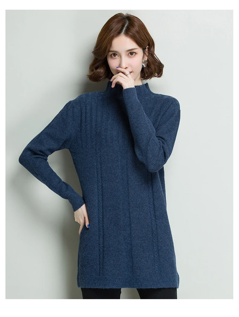 XL брендовый свитер женский длинный вязаный свитер осень зима сплошной цвет утолщенный свитер Повседневный Свободный дикий джемпер пуловеры