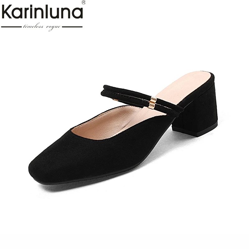 

Karinluna 2019 Brand New Chic Style Big Size 44 Mature Elegant Office Lady women's Pumps Classics Mules women's Shoes