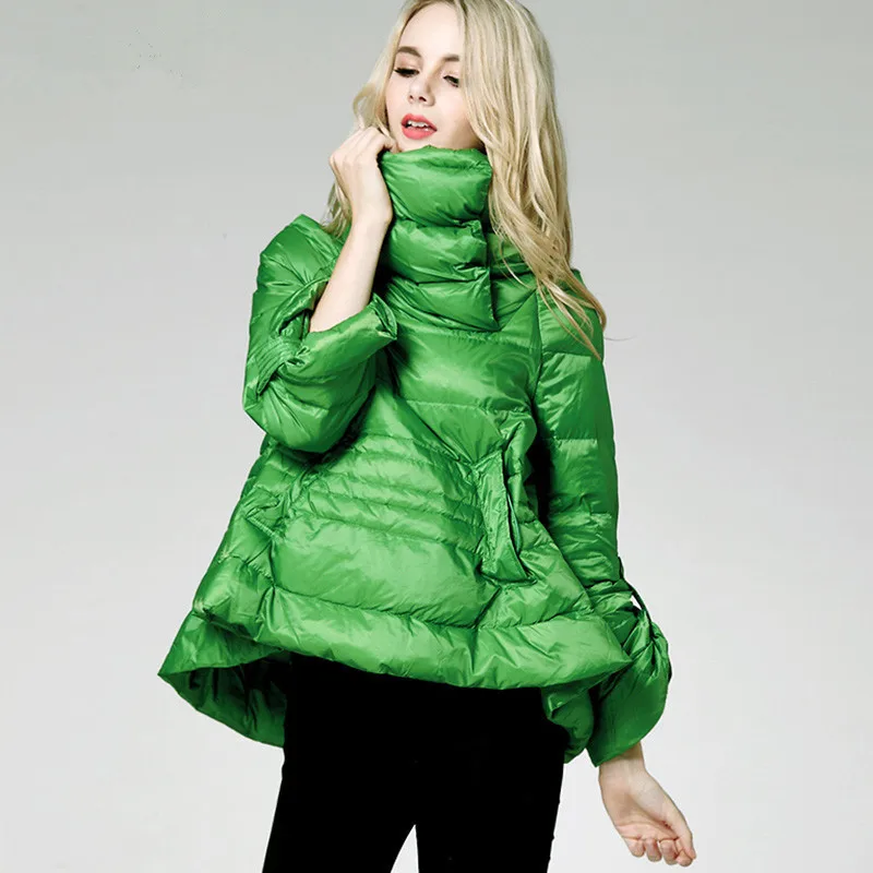 

ultra thin down jacket 2018 New European style Short Down jacket A-word cloak Lightweight down jacket Free Shipping
