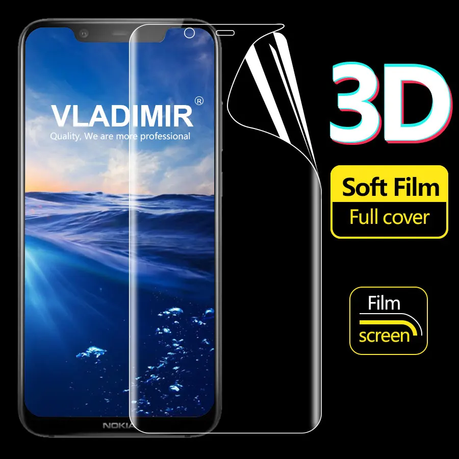 Владимир 3D полное покрытие мягкие защитная пленка tpu для Nokia 6 1 Plus 7 8 2018 Ясно экран