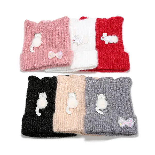 

New Knitted Hat Winter Warm Pure Color Female Hat Fashion Leisure Elastic Lace Kni tted Hat m1-022