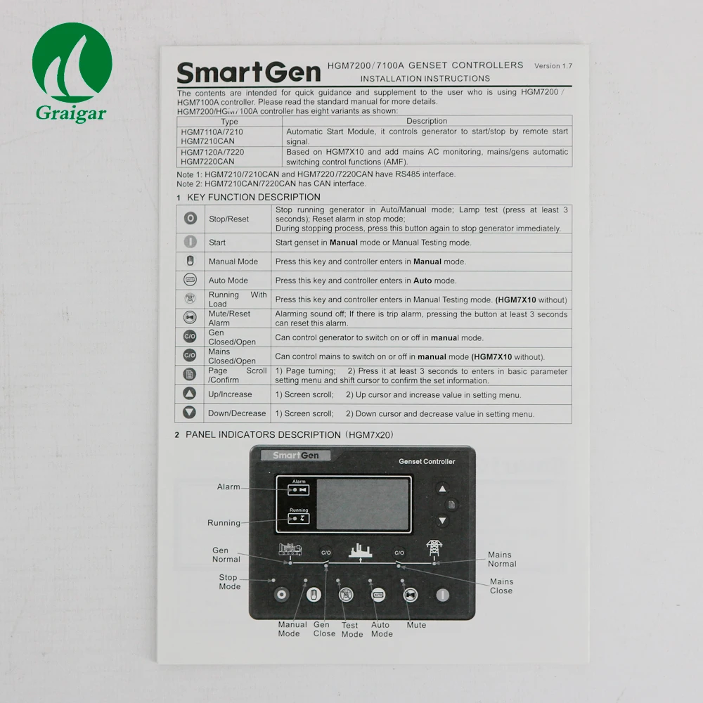 SmartGen HGM7220 ЖК-контроллер генератора контроллер дизель-генераторная панель