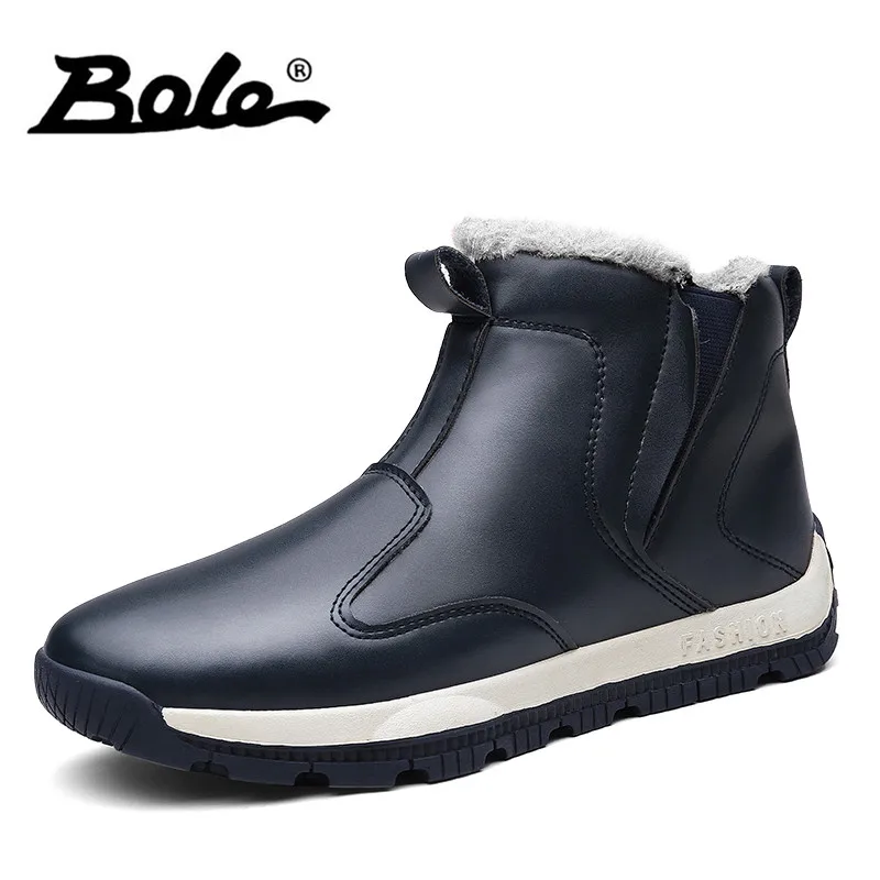 

BOLE Large Size 39-48 Winter Boots Plush Keep Warm Men Slip on Boots Thick Sole Non-slip Men Work Boots Waterproof Men Boot Shoe