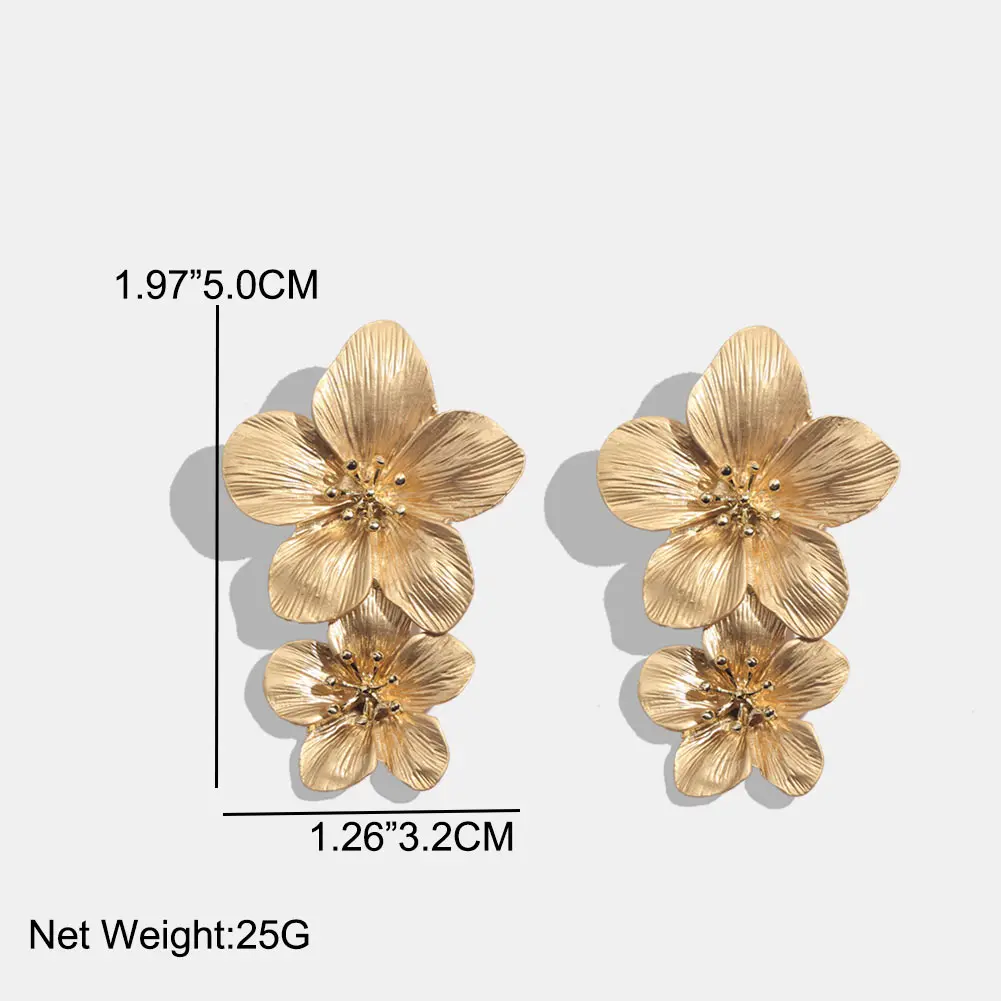 Flatfoosie геометрической формы, в стиле бохо, длинные серьги-гвоздики для женщин, цветок, золотой цвет, Панк мода, винтажные Макси серьги, свадебные ювелирные изделия