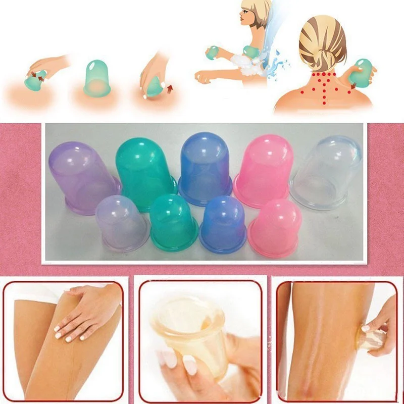 New Body Facial Silicone Vacuum Cans Massage Cupping Devices Suction Cup Pain Relief Anti-cellulite Slimming Massage Cups
