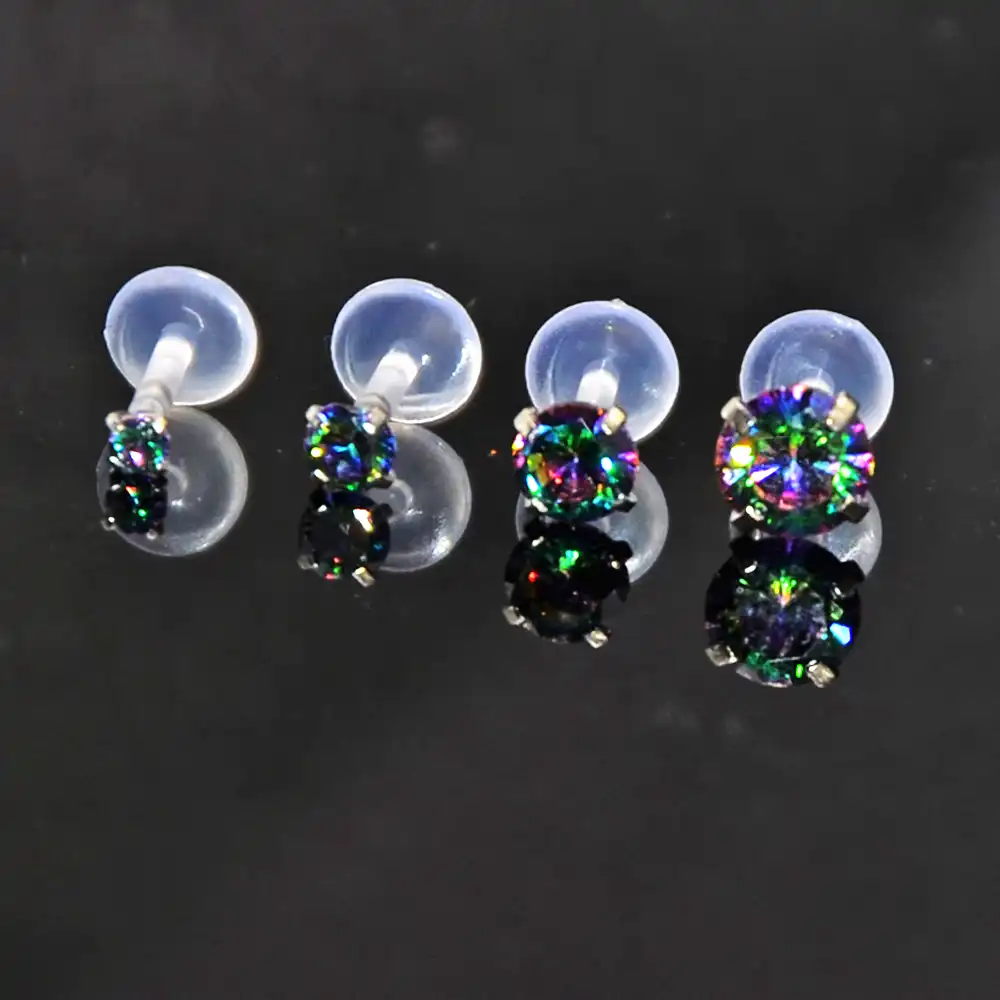17pcs Zircon Bioplast Labret Lip Ring Ear Cartilage Earring Ear Stud Piercing