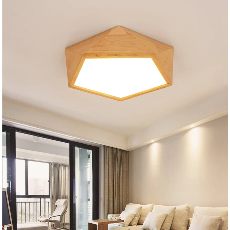 

modern Wood ceiling lighting lamps led for living room ceiling lamp wood AC 110V-260V Polygon ceiling lightsLiving room lights