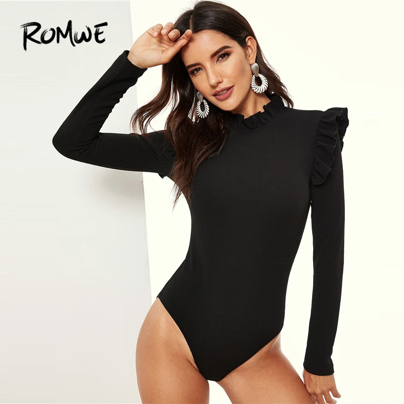 black frill bodysuit