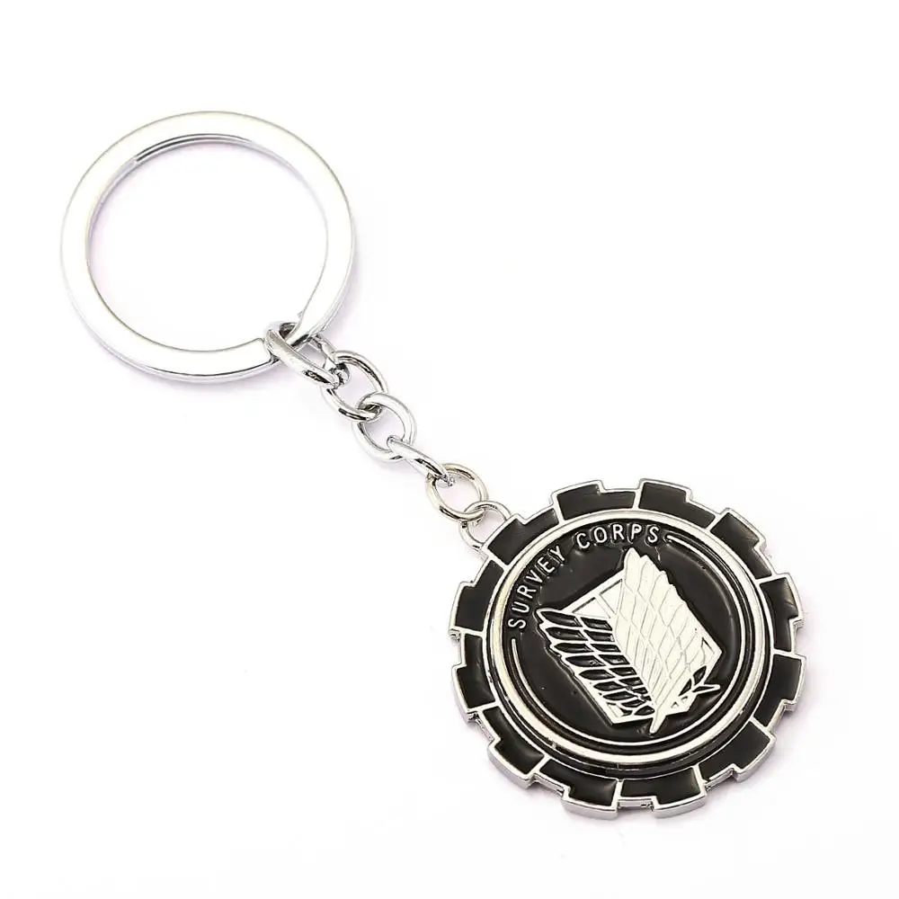 

High Quality 2019 The New Anime attack on Titans Keychain Shingeki Cosplay Wings of Freedom Key Ring holder white enamel key