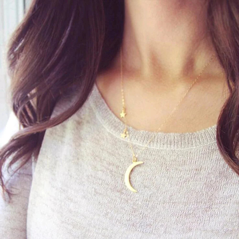 

KISSWIFE New Summer Jewelry Fashion Cute sequins Charm Stars Moon Pendant necklace For Women Gift