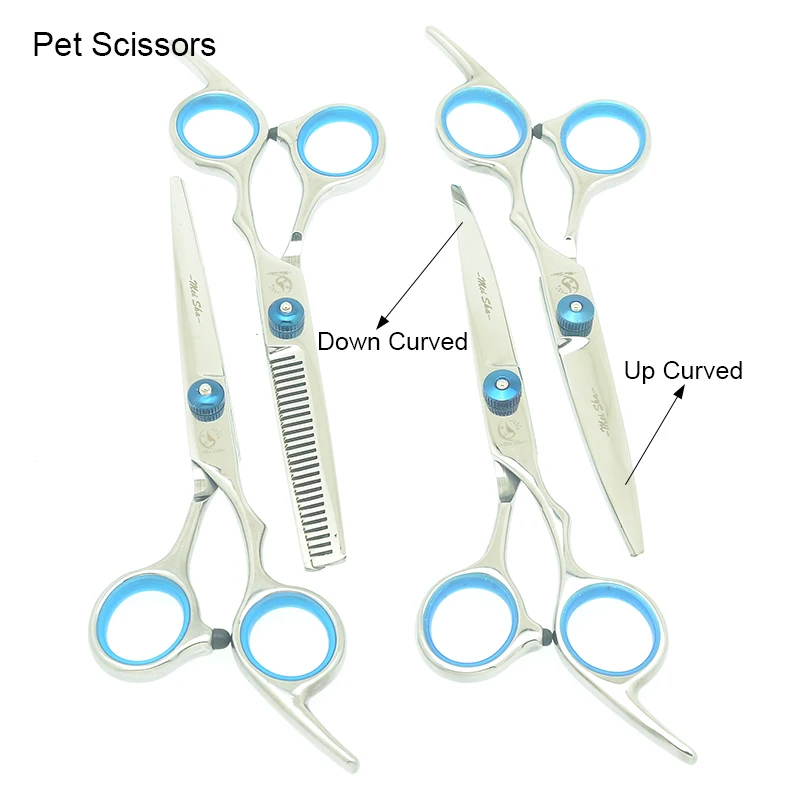 

Stainless Steel Pet Gromming Scissors Dogs Up Down Curved Shears Sharp Edge Animal Hair Cutting Tijeras Thinning Clipper HB0011