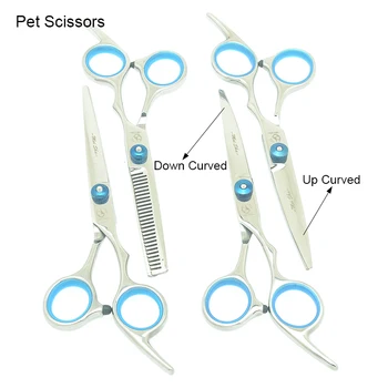 

Stainless Steel Pet Gromming Scissors Dogs Up Down Curved Shears Sharp Edge Animal Hair Cutting Tijeras Thinning Clipper HB0011