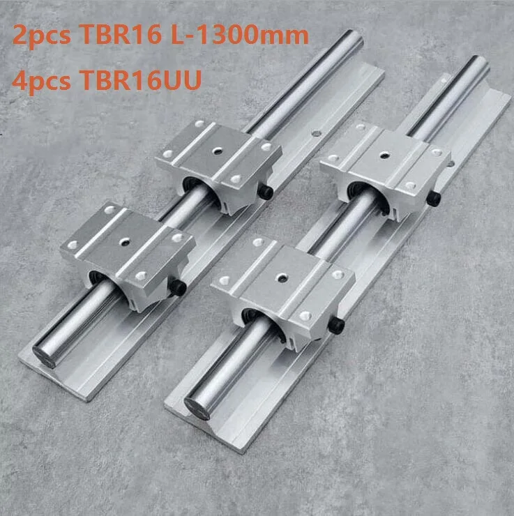 

2pcs TBR16 L-1300mm support rail linear guide + 4pcs TBR16UU linear bearing blocks for CNC router parts