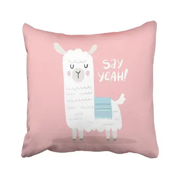 

Pillow Cover White Llama Cute Alpaca Peru Abstract America Animal Cactus CharacterTwo Sides Polyester Square Pillowcase Home