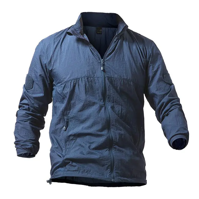 Армейские военные куртки мужские летние тонкие водонепроницаемые ветровки быстросохнущие тактические куртки UPF 50+ Воздухопроницаемый плащ 4XL 5XL - Цвет: Blue