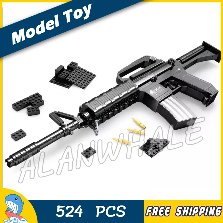 

524pcs New Model M16 Toy Machine Carbine Gun Weapon For Military Assault Soldiers Building Kit Blocks Toys Compitable with Lego