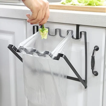 

Foldable Iron Garbage Bag Hanging Rack Rubbish Bag Kitchen Cupboard Storage Wall-mounted garbage bag hanger H99F