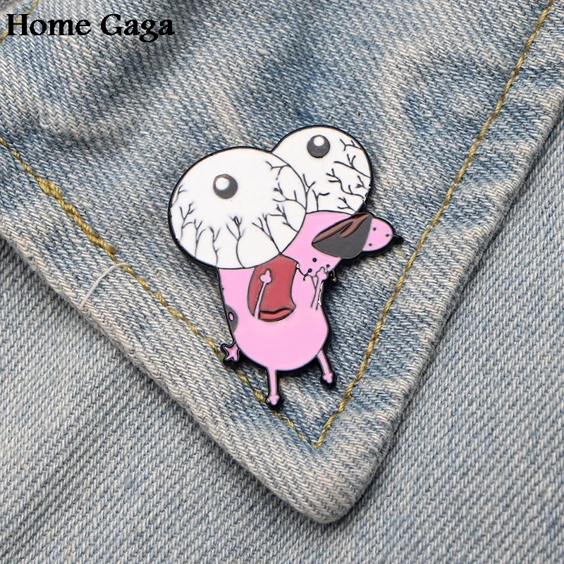 

Homegaga COURAGE The Cowardly Dog Metal Enamel pins Trendy para backpack shirt clothes brooches badges for men women D1499