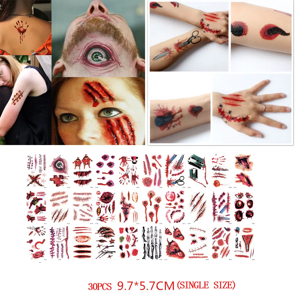 

30 PCS Waterproof Halloween Vampire Temporary Tattoos Fake Tattoos Sticker
